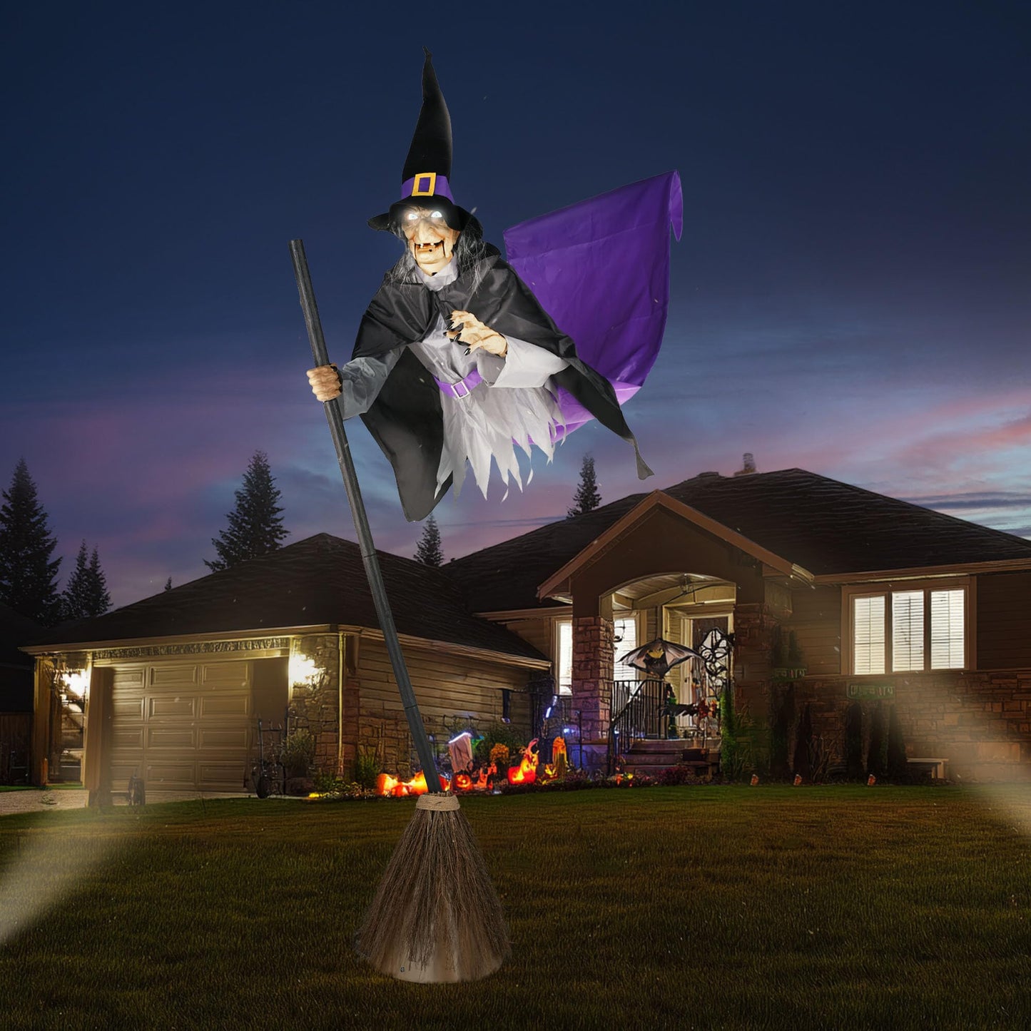 AW 9Ft Animatronics Flying Witch Hovering Broom Animated AC 100V-240V Halloween Outdoor Decoration Motion Activated 2026