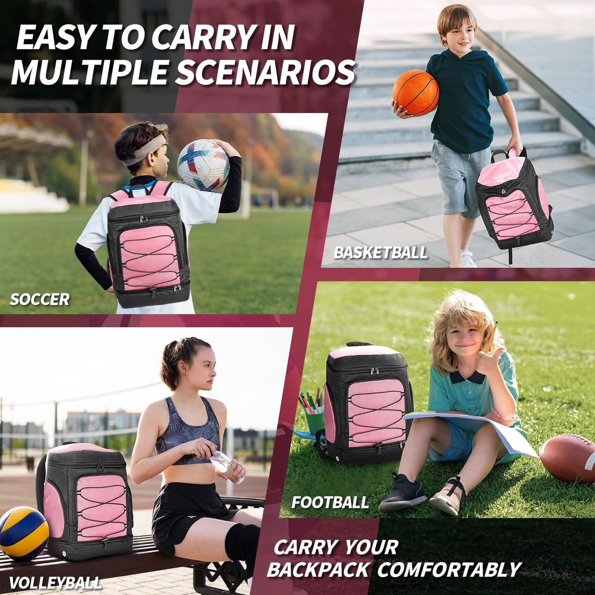 Soccer Backpack,Soccer Bag with Ball Holder and Shoe Compartment