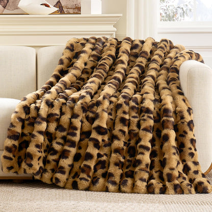 Cozy Bliss Faux Fur Throw Blanket for Couch, Fuzzy Soft Plush Thick Bubble Blanket for Sofa Bedroom Living Room, 50 * 60 Inches Tie Dye Pink