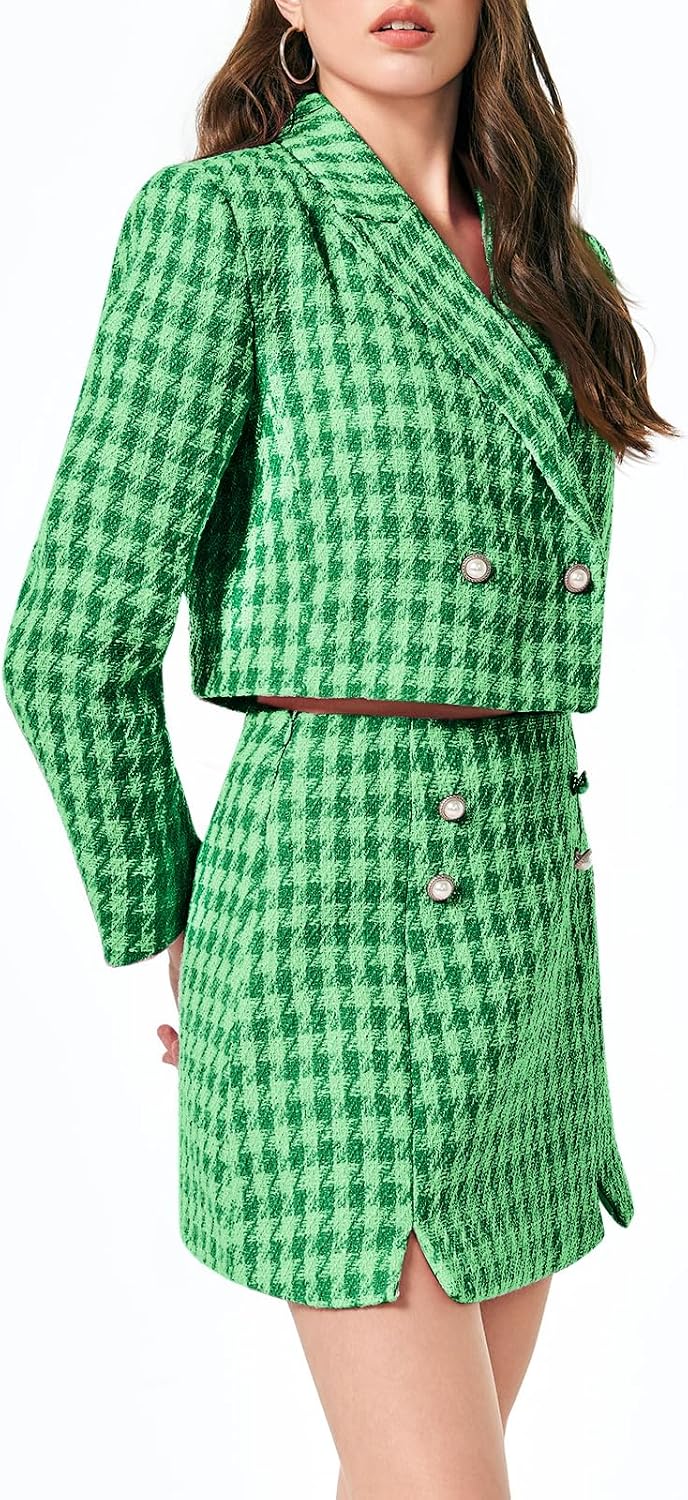 Cicy Bell Womens Cropped Tweed Business Casual Suit