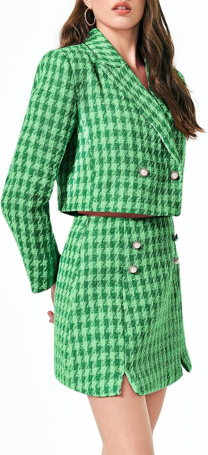 Cicy Bell Womens Cropped Tweed Business Casual Suit