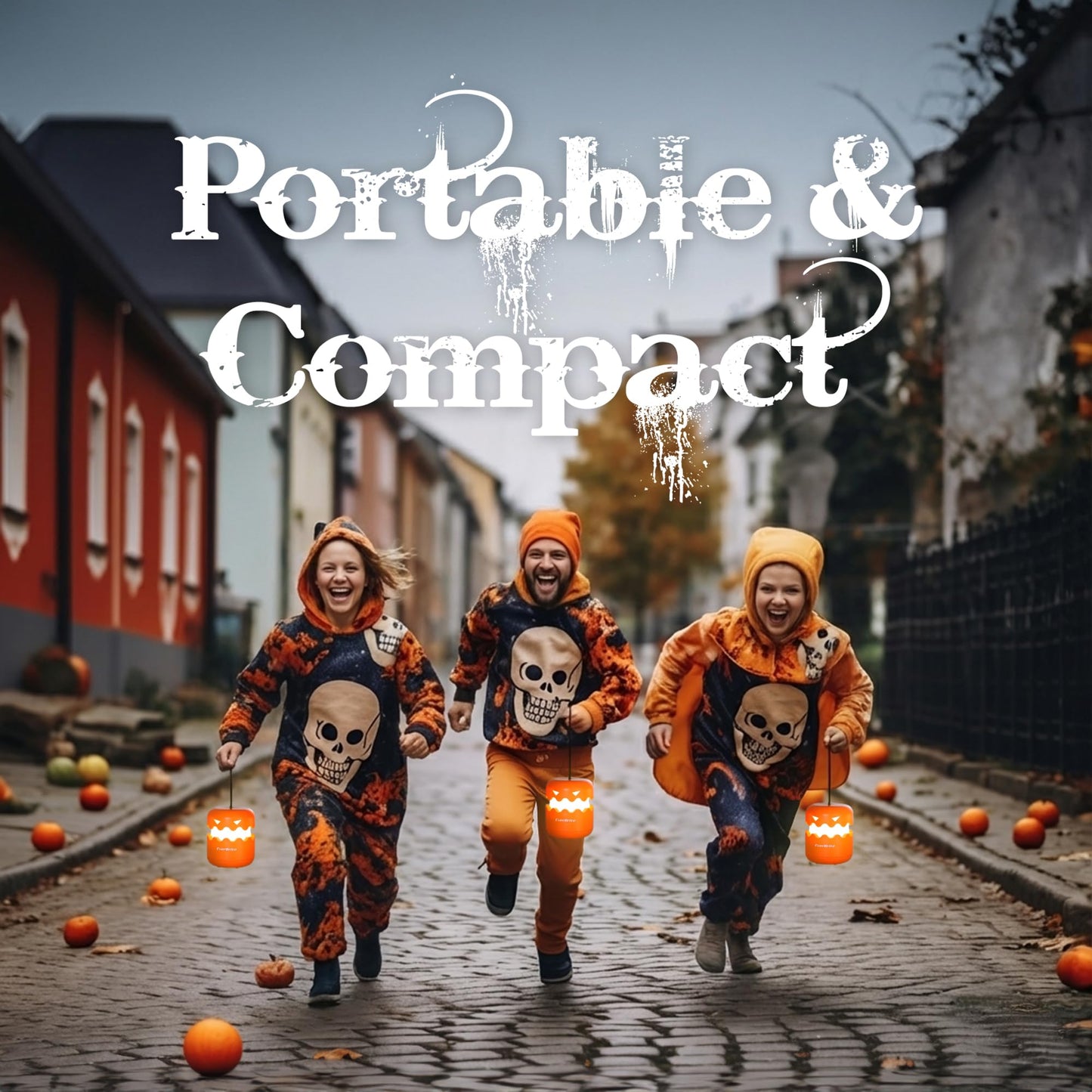EverBrite 6-Pack Halloween Pumpkin Lantern, Collapsible Jack O Lantern Pumpkins with Lanyard, Halloween Party Favors, Light up Pumpkin Outdoor for Halloween Party Decoration, Battery Included