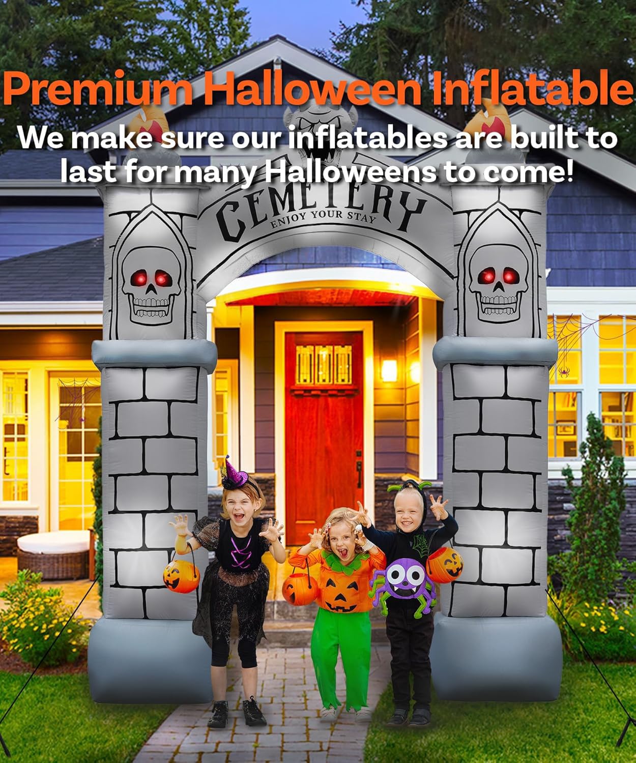 10FT Halloween Inflatable Frankenstein Archway, Halloween Monster Mouth Archway Built-in 6 LEDs for Halloween Inflatables Outdoor Decoration Blow up Frankenstein Arch for Party Haunted House