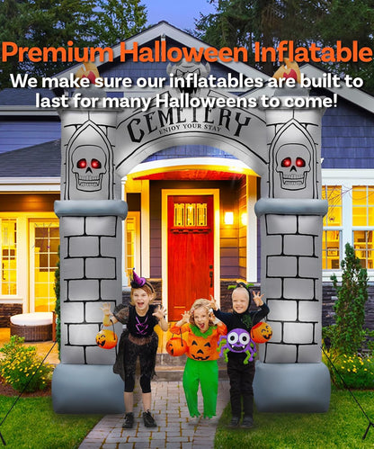 10FT Halloween Inflatable Frankenstein Archway, Halloween Monster Mouth Archway Built-in 6 LEDs for Halloween Inflatables Outdoor Decoration Blow up Frankenstein Arch for Party Haunted House