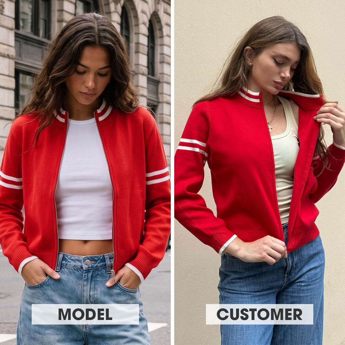 EXLURA Women Long Sleeve Zip Up