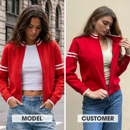 EXLURA Women Long Sleeve Zip Up