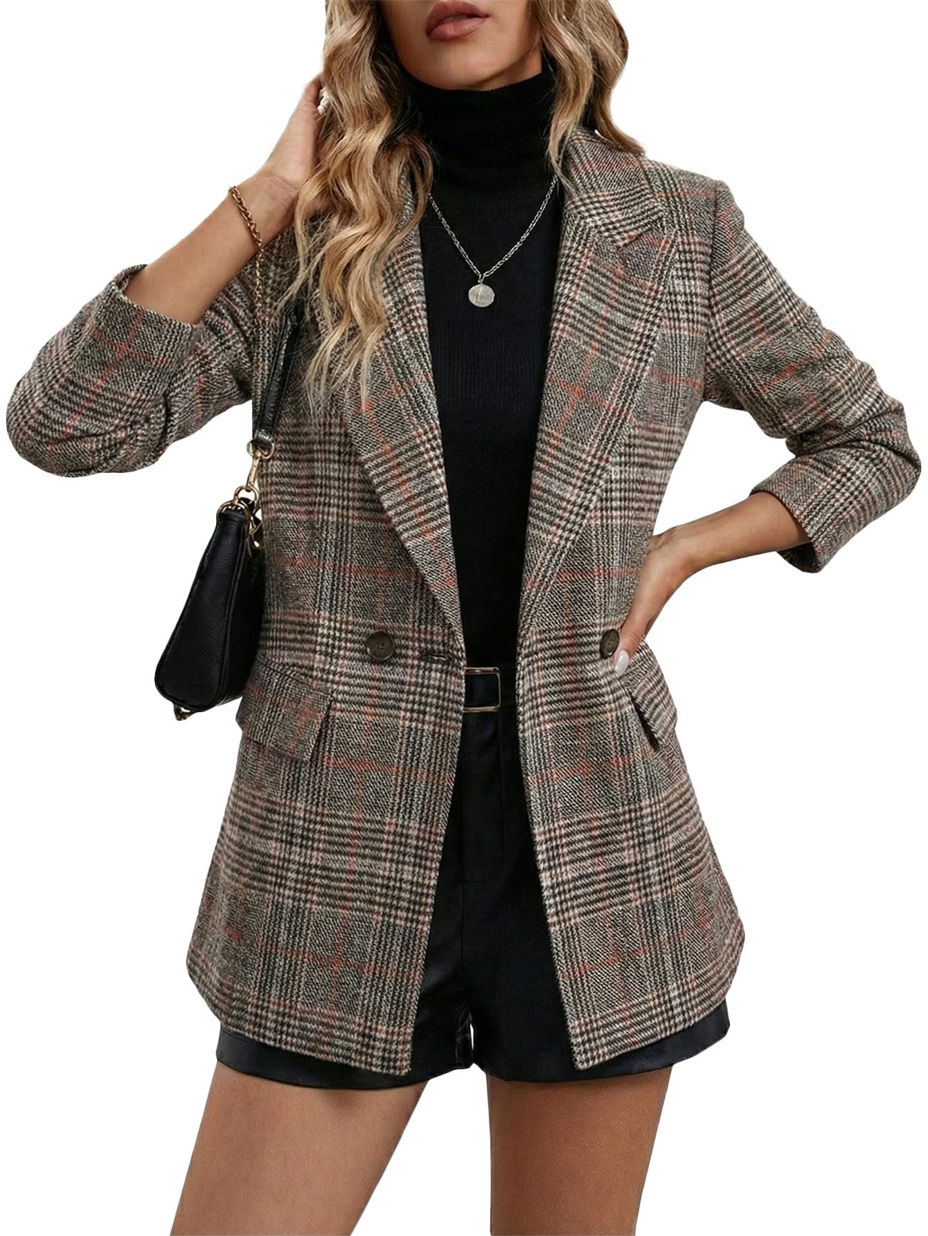 2026 Women's Fall Plaid Blazer Jacket