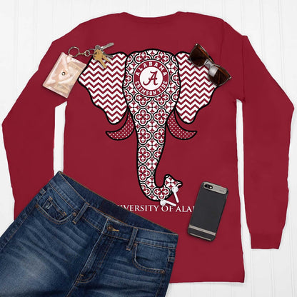 Southern Couture Alabama Crimson Tide Elephant Women's Classic Fit Long Sleeve T-Shirt