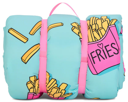 iscream Soft Cozy Fleece-Lined Fun Print Girls Sleeping Bag with Pillow | Snuggly, Integrated Handles, All Rolls Together for Ease, Machine Wash, 55" x 25", Fits Ages 4 to 10, Slumber Party Perfect