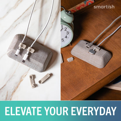 Smartish® Magnetic Cord Holder - Bigger Cable Wrangler Organizer with Magnet Clips for Charger Management on Desktop, Nightstand - Holds 6+ Cables - I'm Blushing
