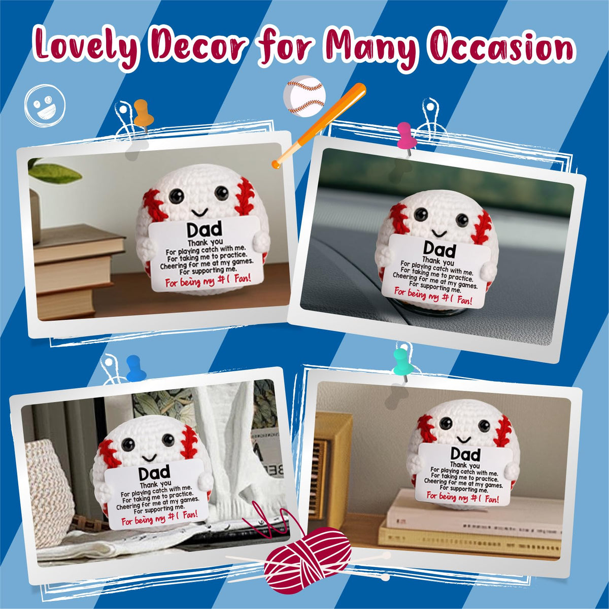 Baseball Gifts for Boys Son Birthday Christmas Positive Crochet Animals
