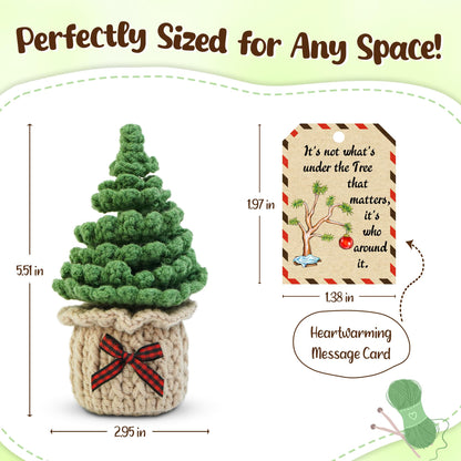 OASSIE Christmas Tree Crochet - Xmas Stocking Stuffers Gifts for Women Men | Christmas Tree Decorations, Christmas Crochet Gifts for Friends/Family/Coworkers, Emotional Support Message, Handmade