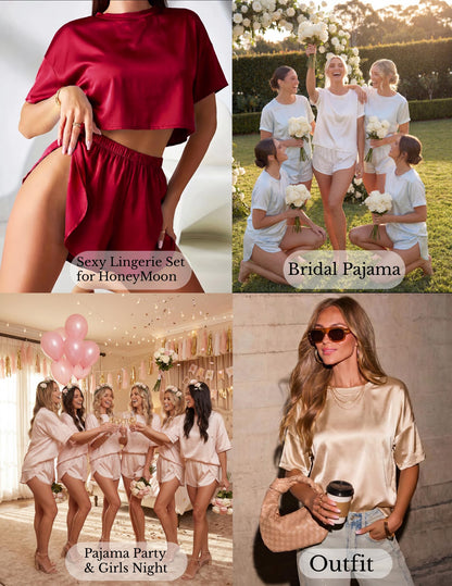 Ekouaer Womens Silk Pajama Set