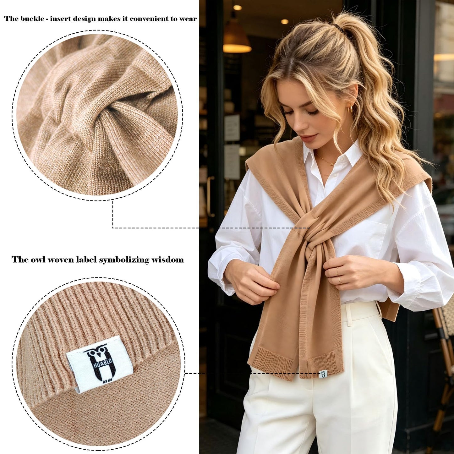 huablo Women's Fashion Knitted Shawl