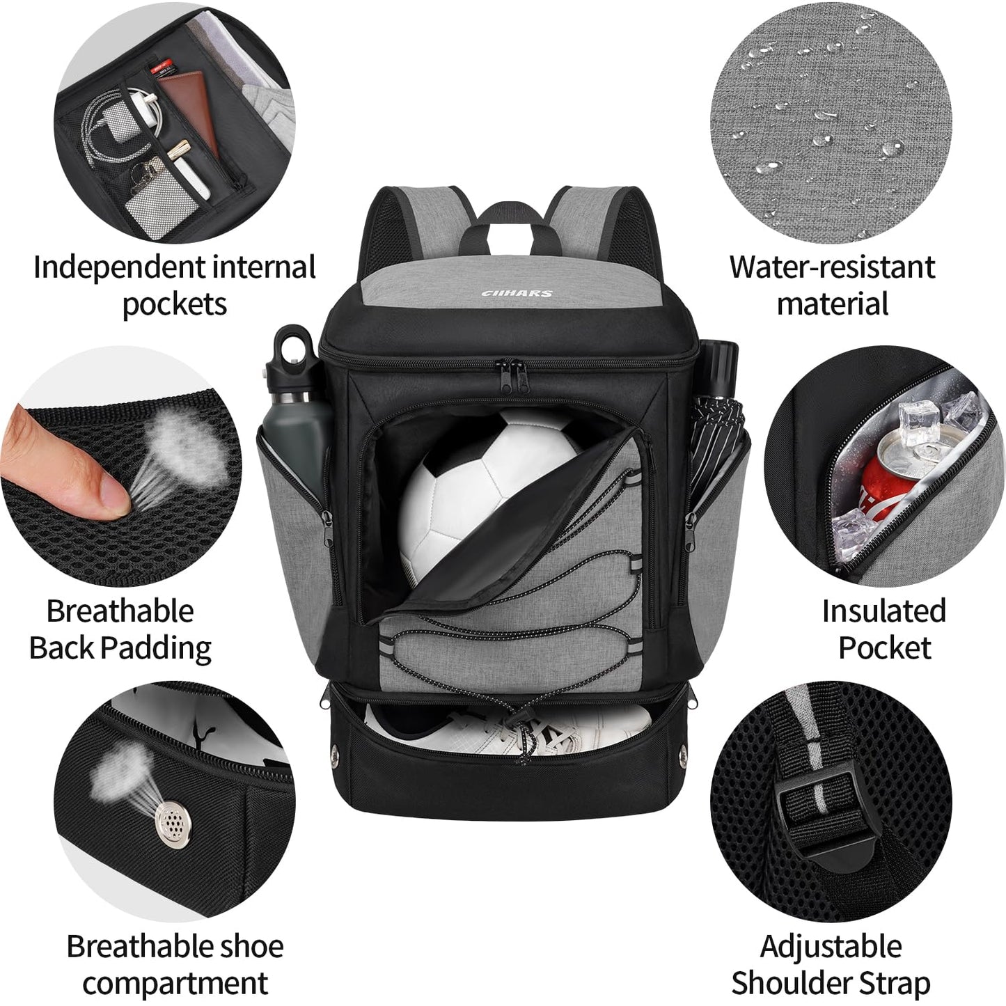 Soccer Backpack,Soccer Bag with Ball Holder and Shoe Compartment