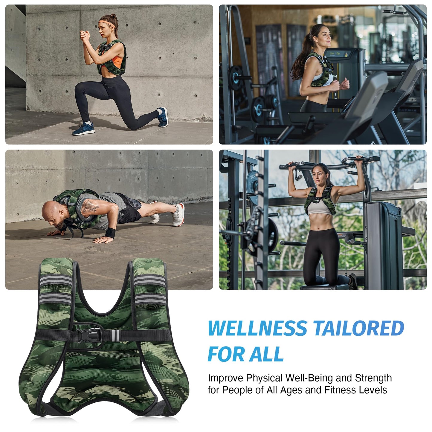 ZELUS Weighted Vest, 6lb/8lb/12lb/16lb/20lb/25lb/30lb Weight Vest with Reflective Stripe for Workout, Strength Training, Running, Fitness, Muscle Building, Weight Loss, Weightlifting