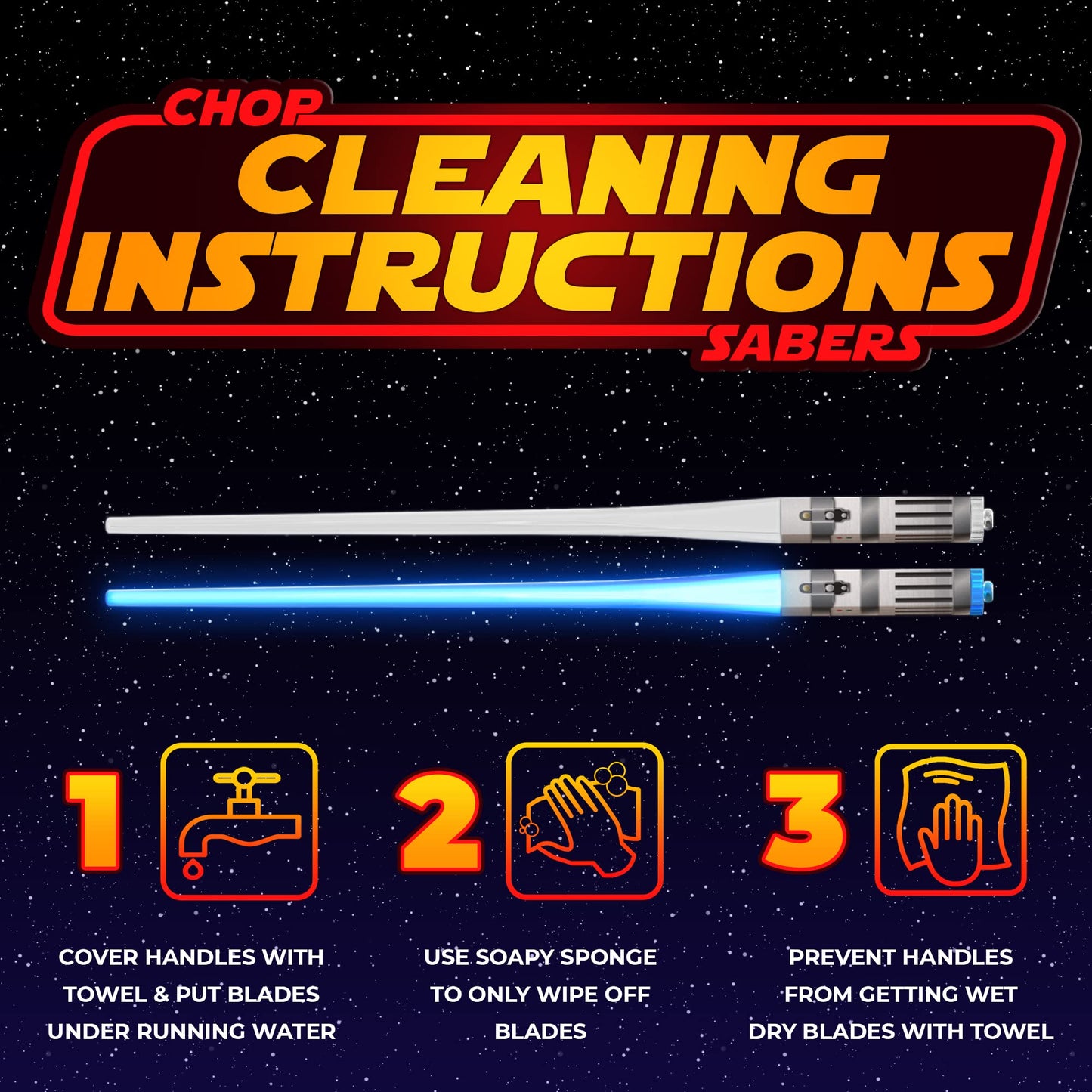 ChopSabers Lightsaber Led Light Up Chopsticks (1 Pair, Blue)