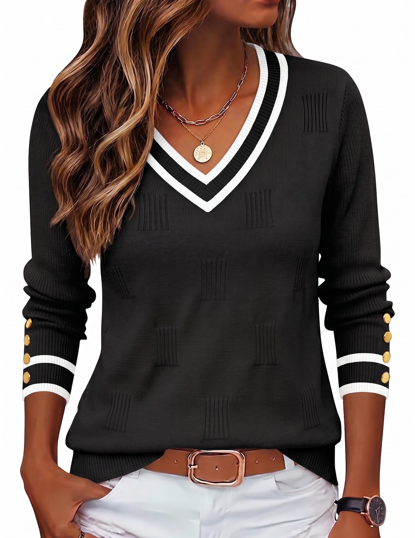 Zeagoo Womens V Neck Sweaters