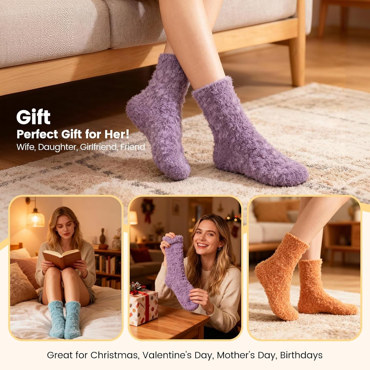 Womens Fluffy Fuzzy Socks,Winter Cozy Soft Warm Socks Gifts for Womens
