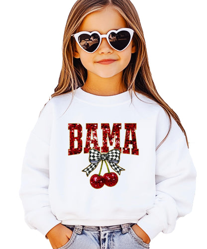 Olive Loves Apple Bama Red Ink-Printed Sequins Sweatshirt for Women & Teens Alabama Fall Sports Sweater