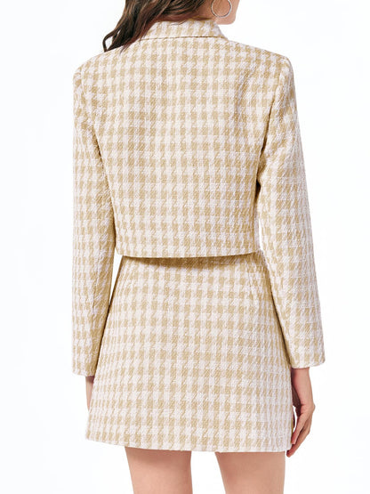 Cicy Bell Womens Cropped Tweed Business Casual Suit