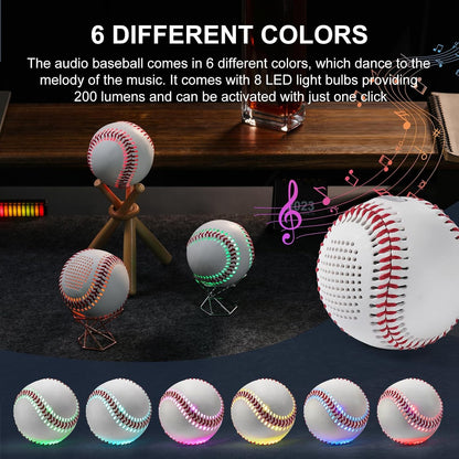 Glow Baseball Bluetooth Speaker，Portable Sports Gift for Fans, Waterproof Outdoor Speaker with Party Lights.
