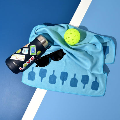 Pickleball Towel – Microfiber Sports Towel with Pickleball Pattern – Quick-Dry Sweat Towel for Pickleball Players, Accessories & Gifts (Teal Pickleball Paddles)