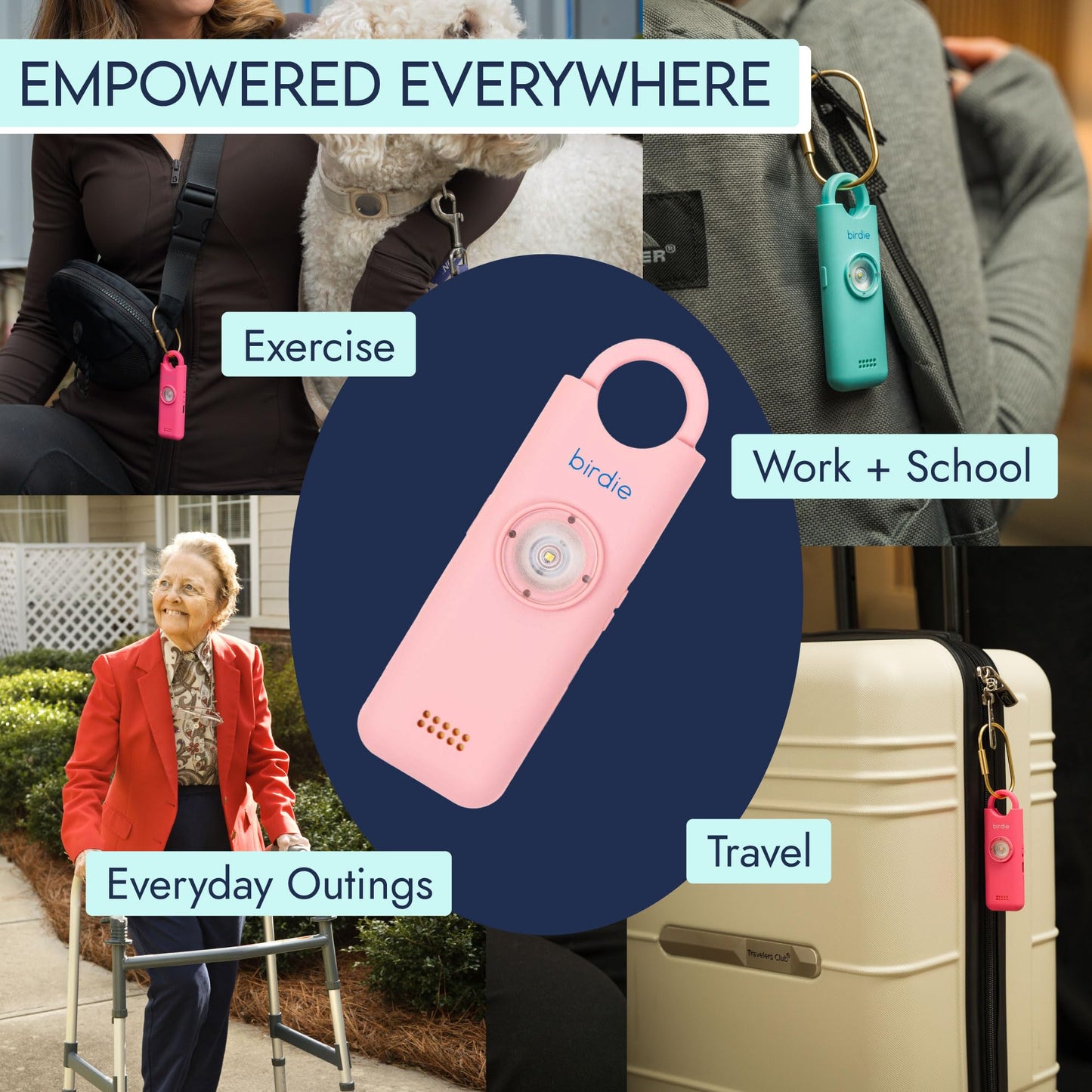 She’s Birdie 3.0 New Version – The Original Personal Safety Alarm for Women by Women–Loud Siren, Flash Light and Rechargeable Battery in a Variety of Colors (Aqua Blue)
