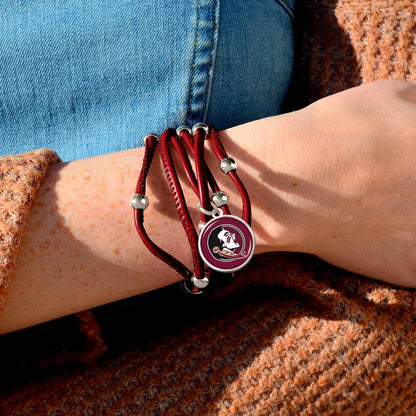 FTH Leather Cord Bracelet Silver Beads 7.5 Inch Officially Licensed