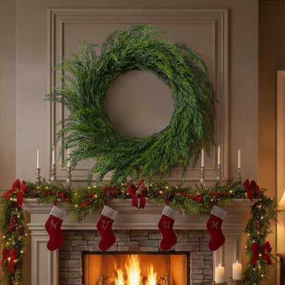 Wavwavw 48" Christmas Large Norfolk Pine Wreath for Front Door