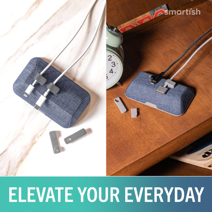 Smartish® Magnetic Cord Holder - Bigger Cable Wrangler Organizer with Magnet Clips for Charger Management on Desktop, Nightstand - Holds 6+ Cables - I'm Blushing