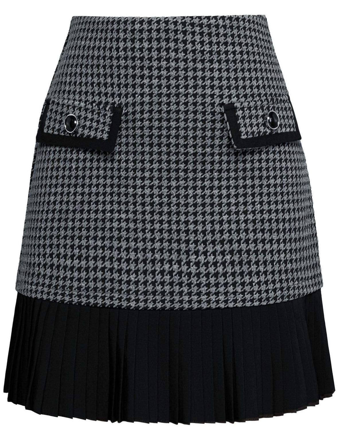 Kate Kasin Women's Plaid Mini Skirt, High Waist Pleated A-Line Skirts