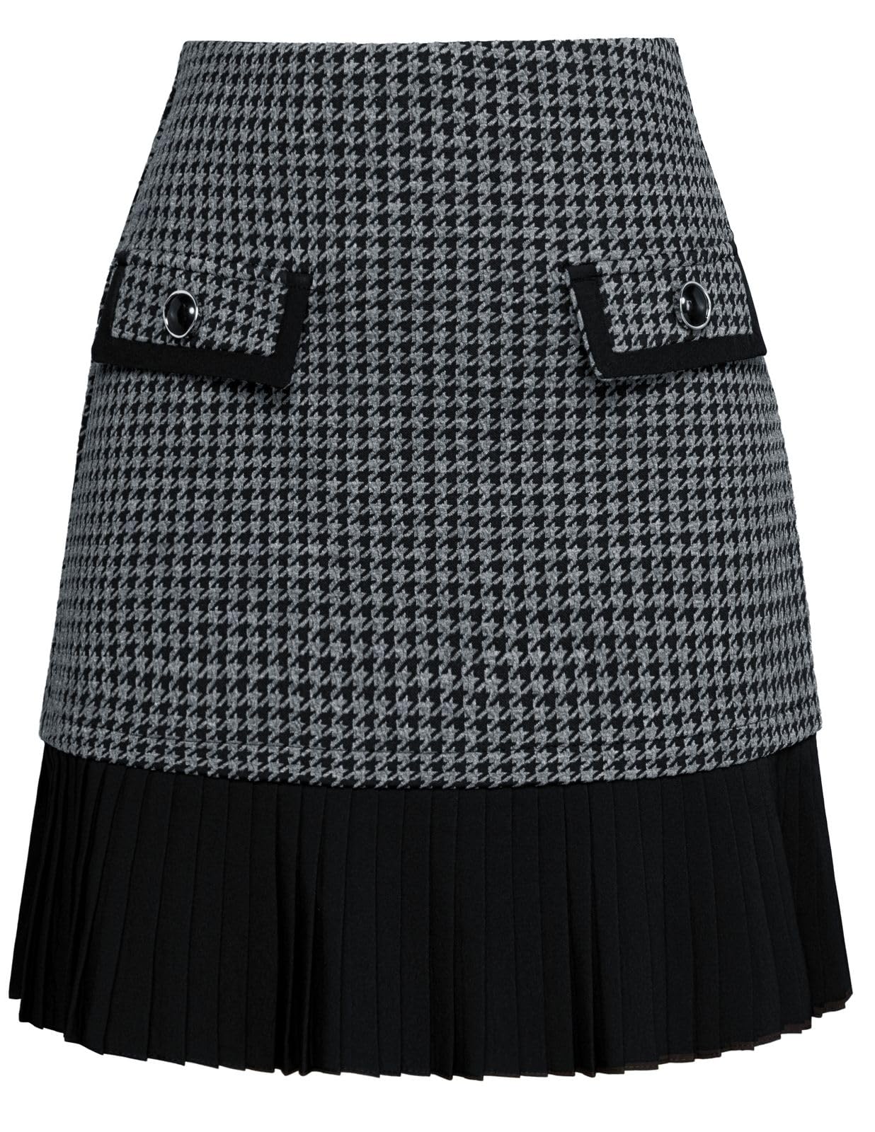 Kate Kasin Women's Plaid Mini Skirt, High Waist Pleated A-Line Skirts