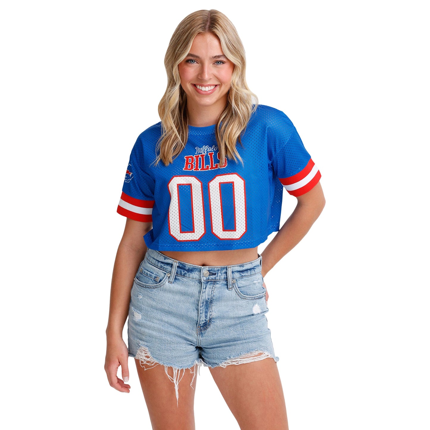 FOCO NFL Womens NFL Ladies Fashion Gameday Jersey Mesh Crop Top Shirt