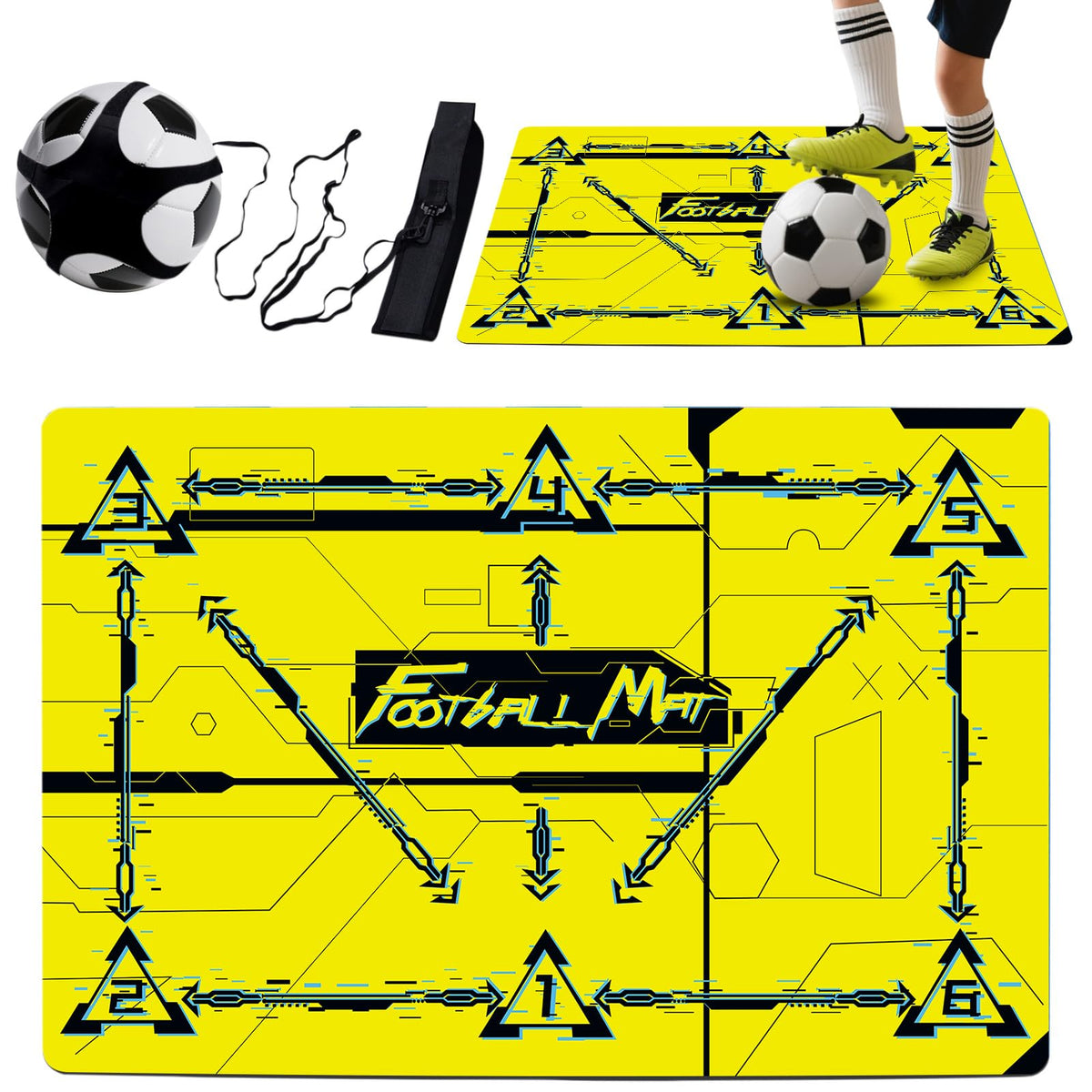 Soccer training mat,Soccer training equipment accessories for All Ages to Improve Speed Strength Agility and Coordination,Anti-Slip/Silent Mat
