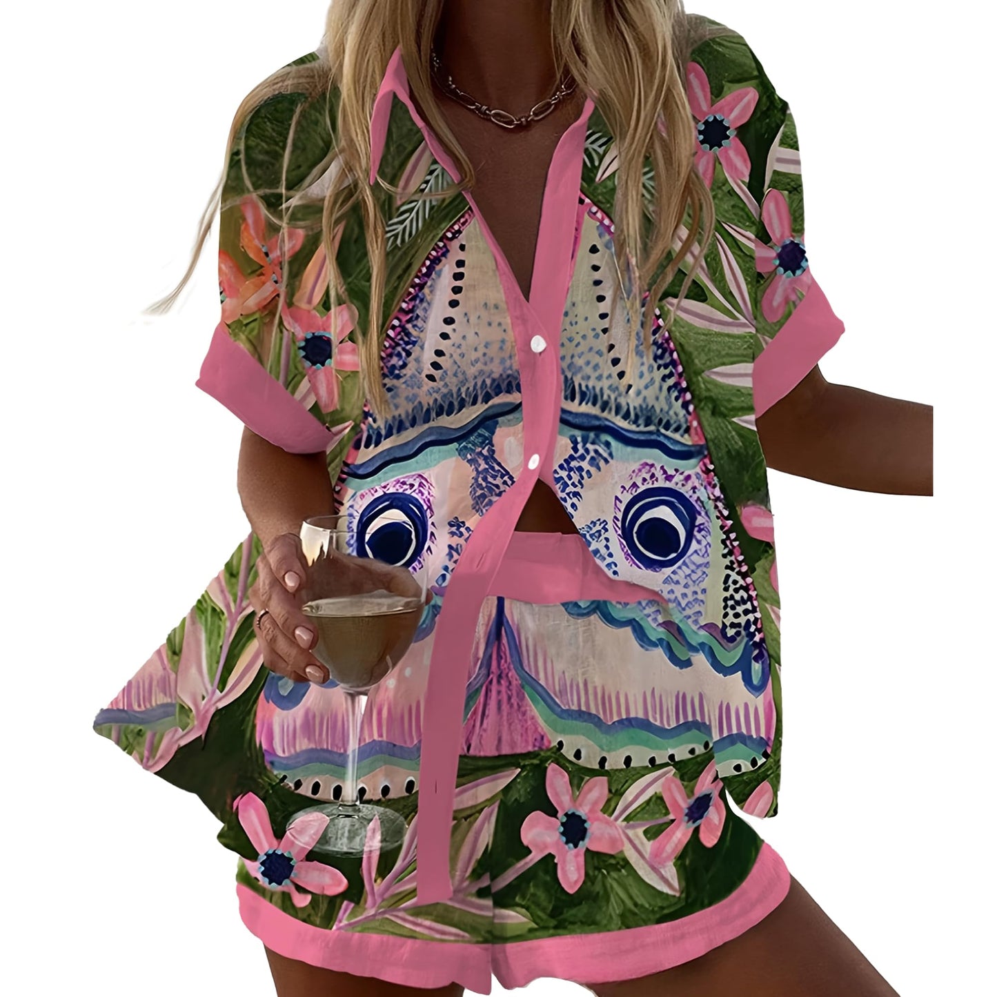 Hixiaohe Women 2 Piece Set Summer Boho Beach Vacation Outfits