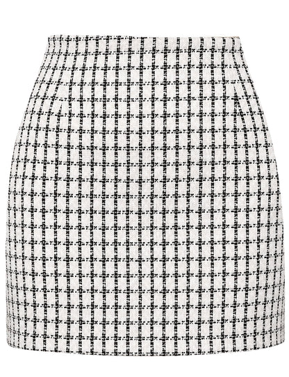 AURUZA Women's Plaid Pencil Mini Skirt