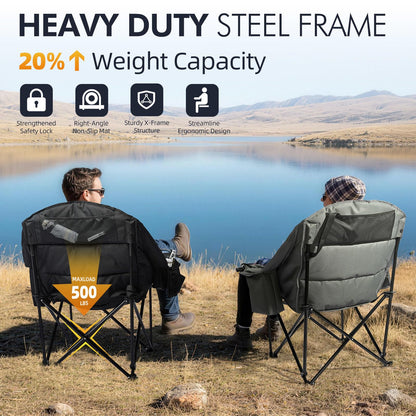 Oversized Camping Chairs for Adults - Heavy Duty Padded Outdoor Camp Chair