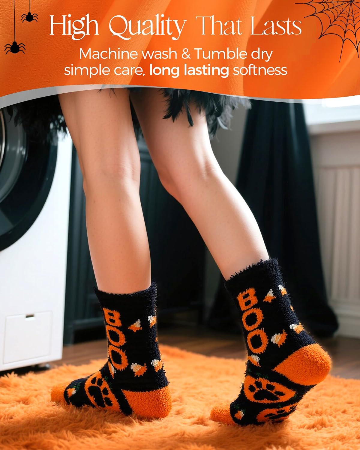 AIVEI Halloween Gifts Fuzzy Socks for Women Boo Spooky Basket Stuffers