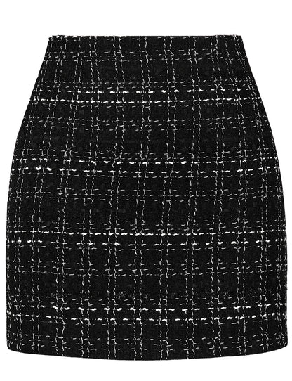 AURUZA Women's Plaid Pencil Mini Skirt