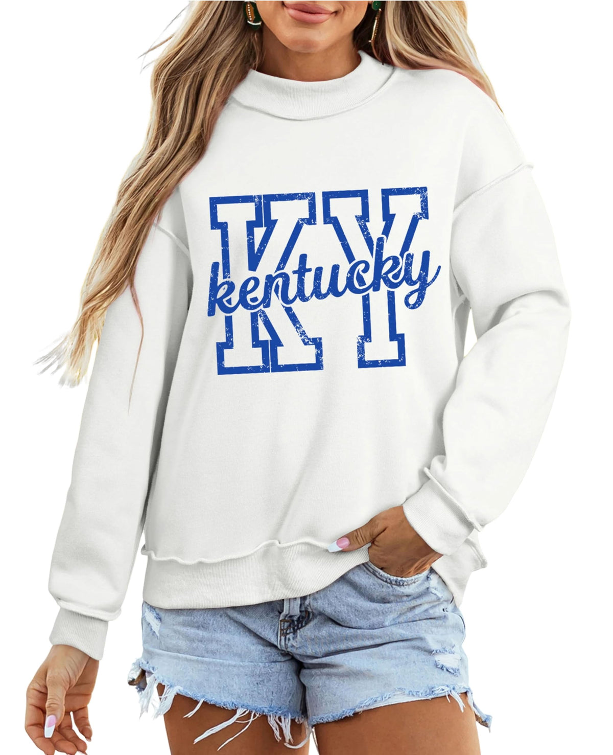 SELINK Womens Double Printed Reversible Mock Neck Sweatshirts Pullover Tops