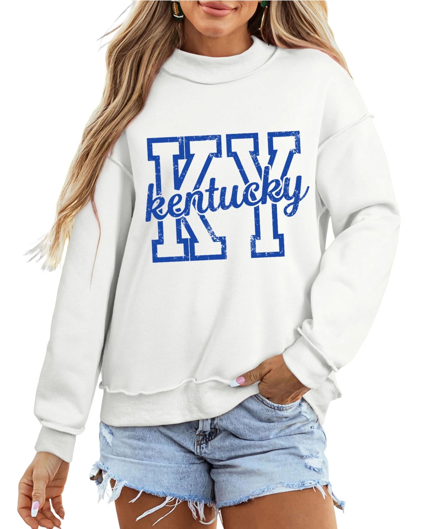 SELINK Womens Double Printed Reversible Mock Neck Sweatshirts Pullover Tops