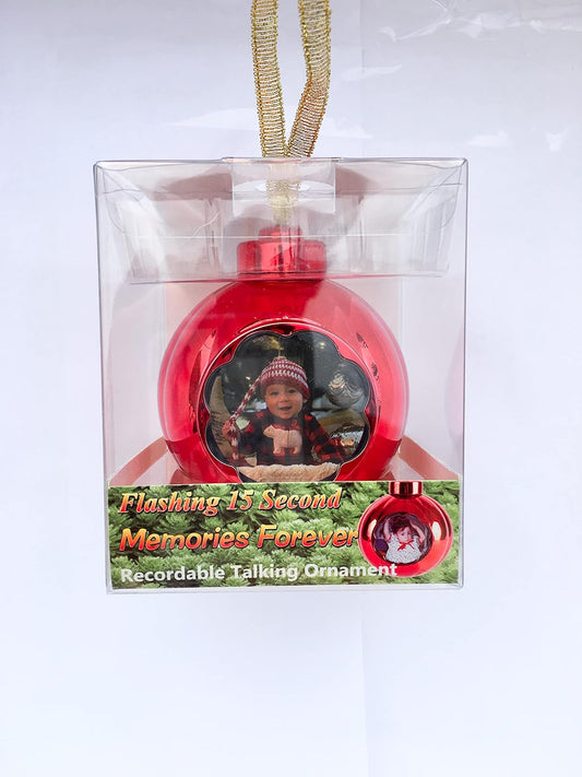 15 Second Recordable Red Christmas Holiday Ornament