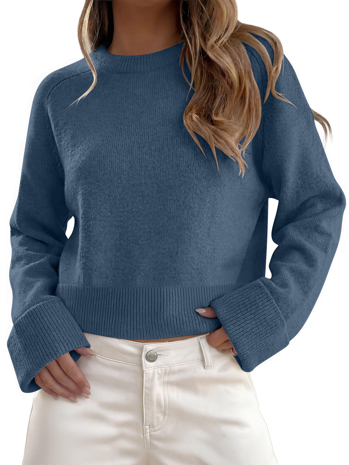 ANRABESS Sweaters for Women Cropped Fall Lightweight Pullover