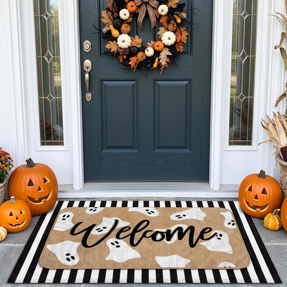 Tinideya 2 Pcs Halloween Door Mats Outdoor Layered Ghost Front Door Mat