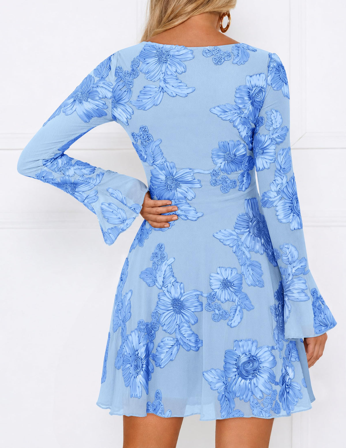 ZESICA Women's 2026 Fall Floral Wedding Guest Cocktail Mini Dress