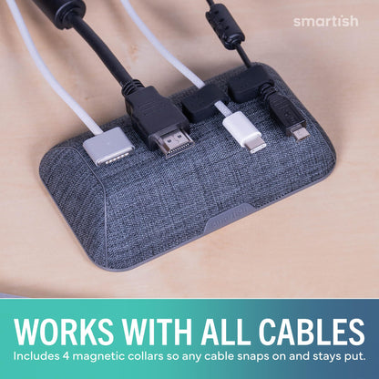 Smartish® Magnetic Cord Holder - Bigger Cable Wrangler Organizer with Magnet Clips for Charger Management on Desktop, Nightstand - Holds 6+ Cables - I'm Blushing