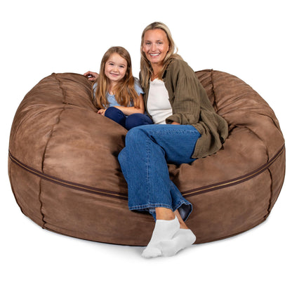 Big Joe Fuf 7Ft Giant Foam Bean Bag Chair, Oversized Couch with Removable Cover for Kids, Teens, Adults, Fog Lenox, Durable Woven Polyester, 7 Foot