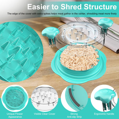 SURETIVIAN Chicken Shredder Tool Twist Large Chicken Breast Shredder with Brush&Fork, Visible Meat Shredder Machine, Anti-Slip Strip, Ergonomic Handle, BPA Free, Pork Beef Chicken(Hot Pink)