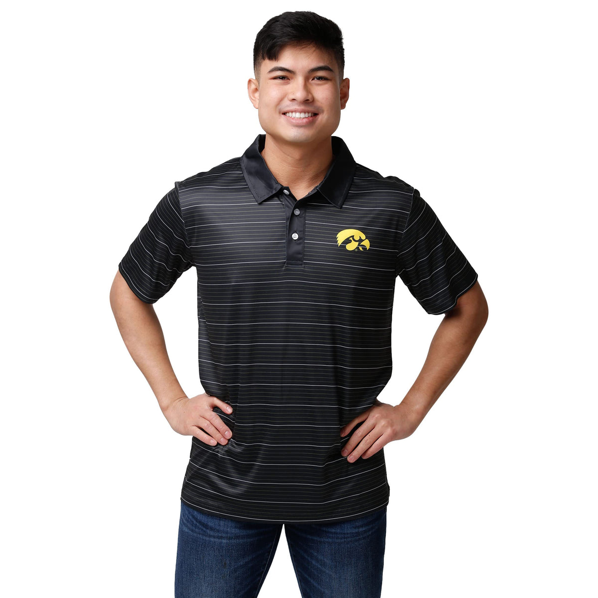 FOCO NCAA Mens NCAA College Team Logo Striped Polyester Polo Short Sleeve Shirt